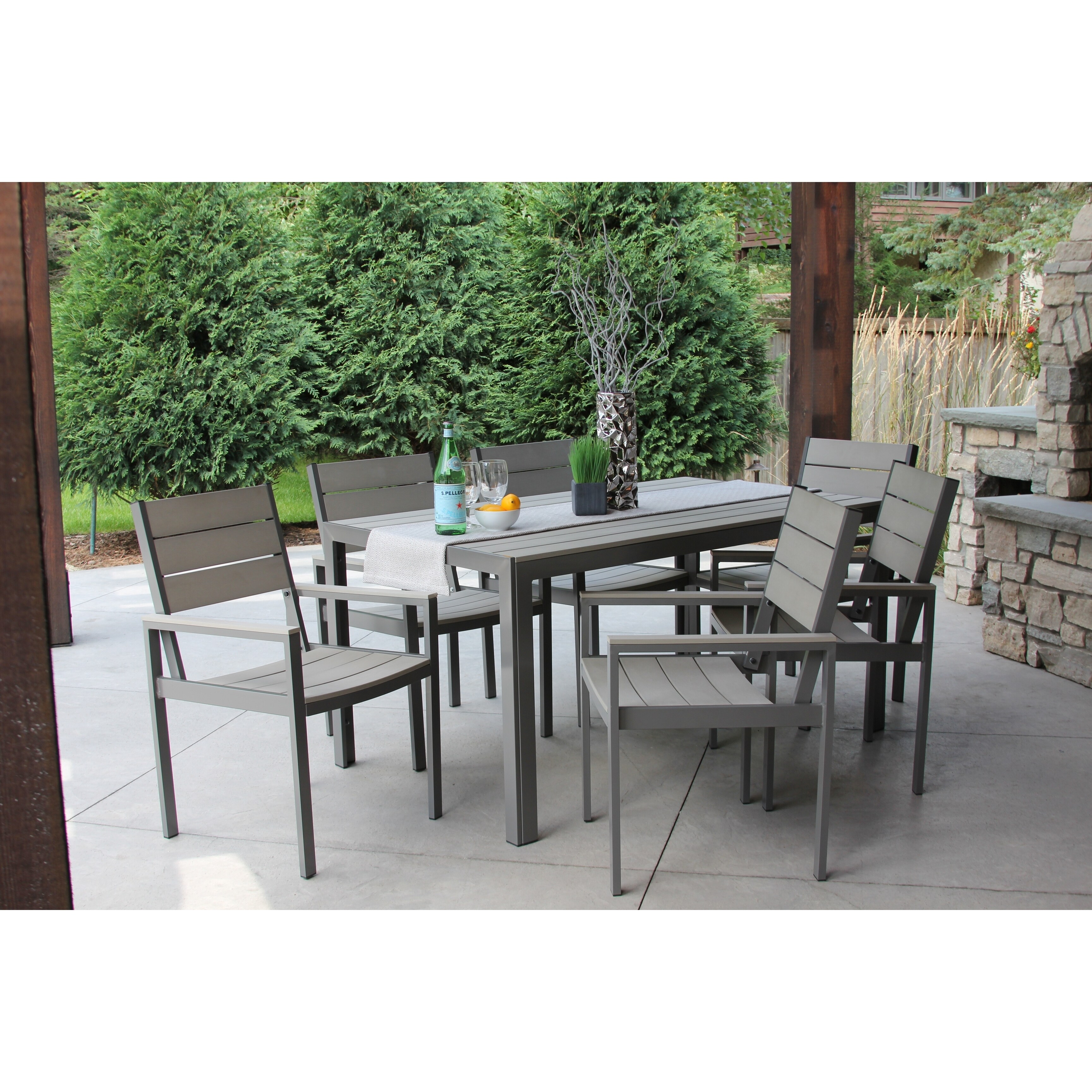 Winston 7pc Gray And Aluminum Dining Set Winston 7pc Gray And Aluminum