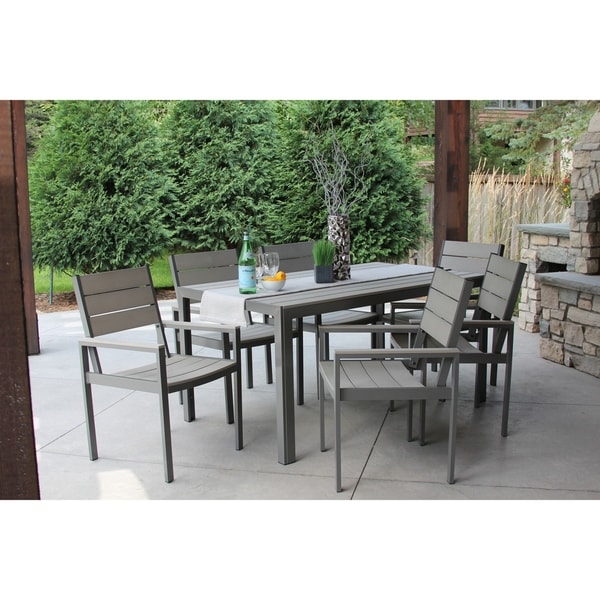 Winston 7pc Gray and Gray Aluminum Dining Set