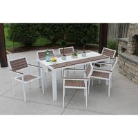 Winston 7pc White and Brown Aluminum Patio Dining Set