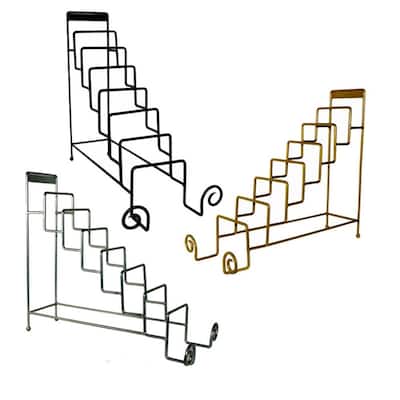 Metal 7Tier Iron Place Plate Stand, Black, Silver And Gold, Assortment Of 3