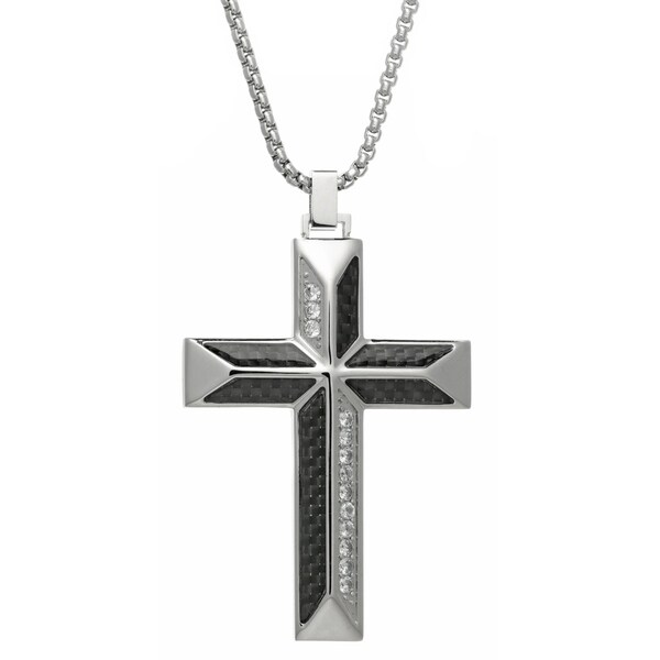 Download Shop Stainless Steel Cubic Zirconia Cross Pendant with ...