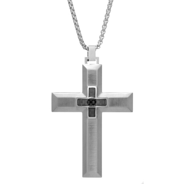 Download Shop Stainless Steel Cross Pendant with Carbon Fiber and ...