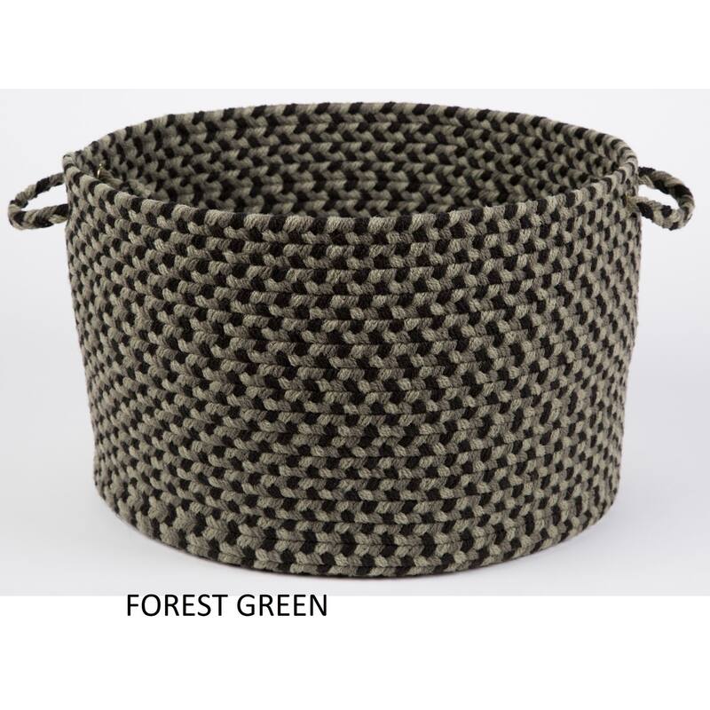 Jamestown 18" x 12" Round Braided Basket - 12 x 18 inches - Forest green