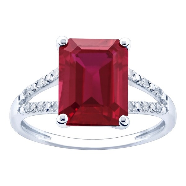 10K White Gold 3.12ct TW Ruby and Diamond Ring - Red. Opens flyout.