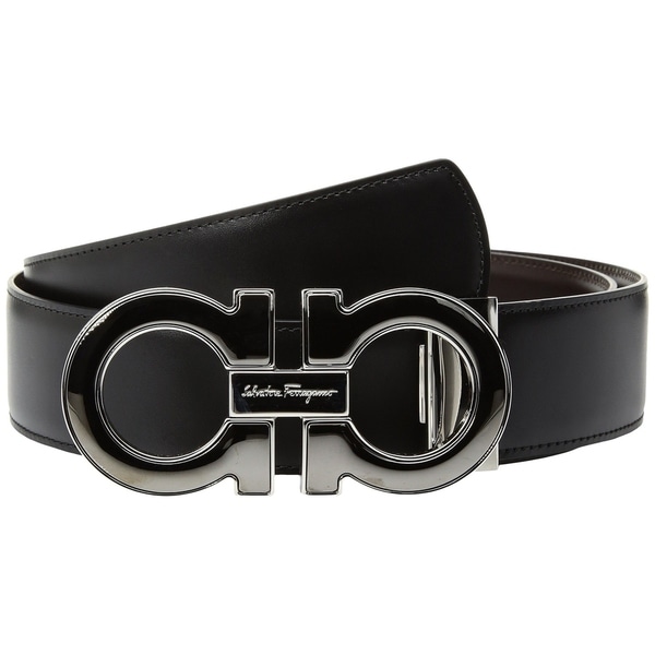 Shop Ferragamo Men&#39;s Silver Buckle Reversible Leather Belt - Overstock - 21891589