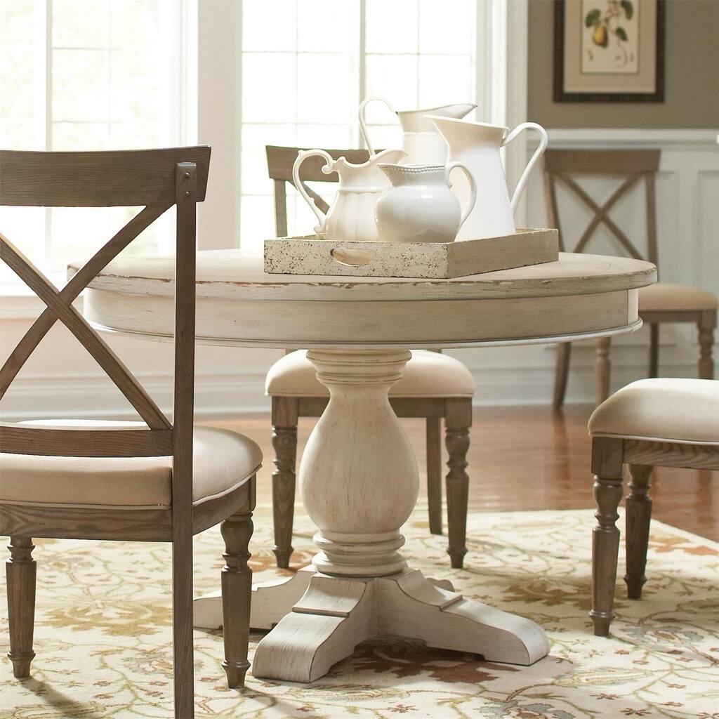 Aberdeen Round Dining Table - TOP ONLY - weathered worn white