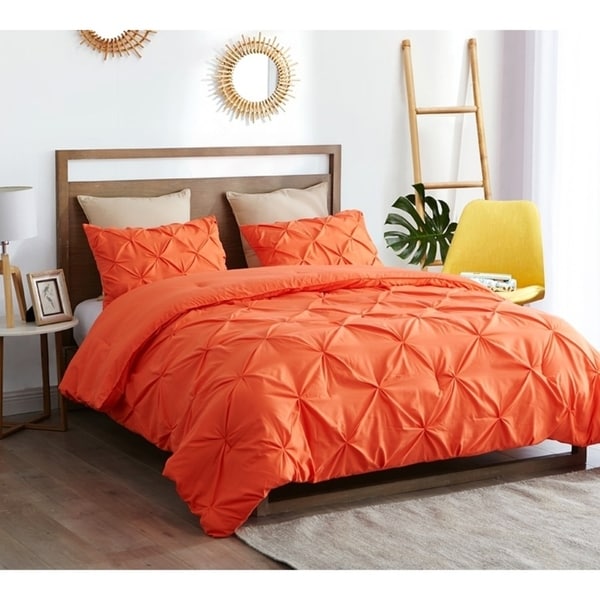 BYB Orange Pin Tuck Comforter