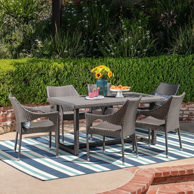 Abbott Outdoor 7 Piece Wicker Dining Set by Christopher Knight Home - N/A