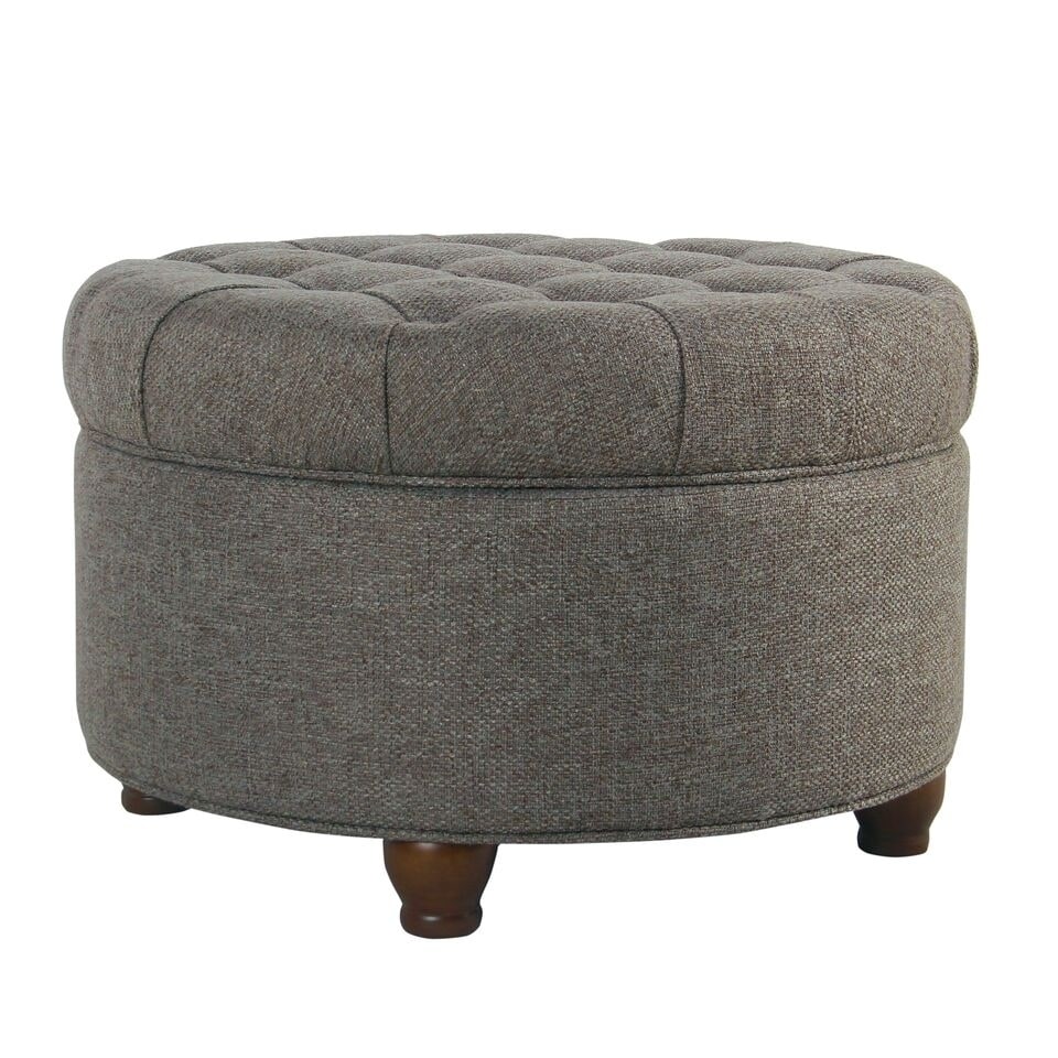 Copper Grove Lamentin Dark Grey Tufted Large Round Storage Ottoman Copper Grove Lamentin Dark Grey Tufted Large Round Storage Ottoman