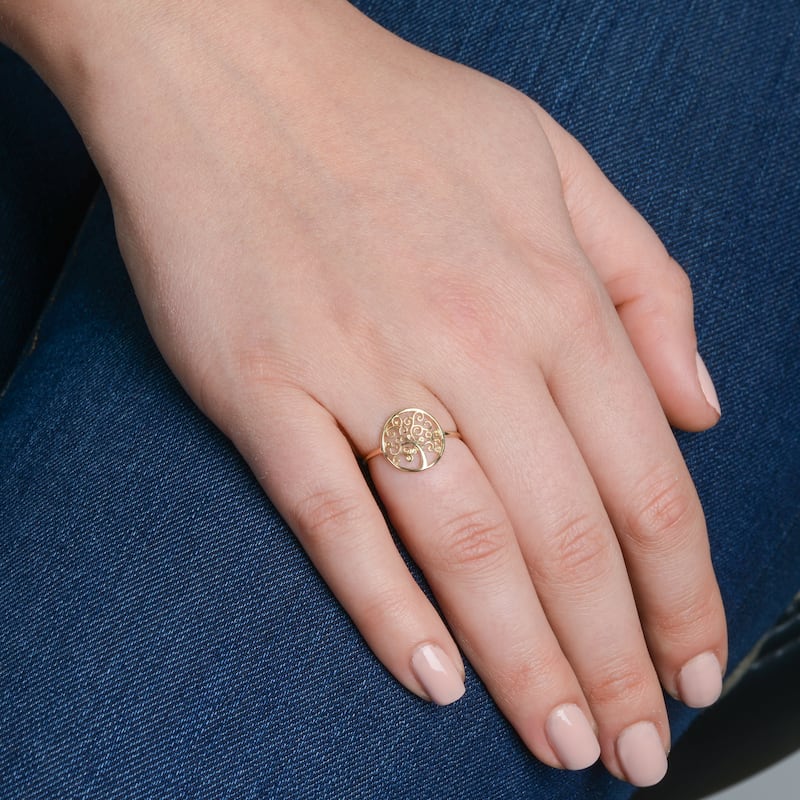 Fremada Italian 14k Yellow Gold Tree of Life Ring