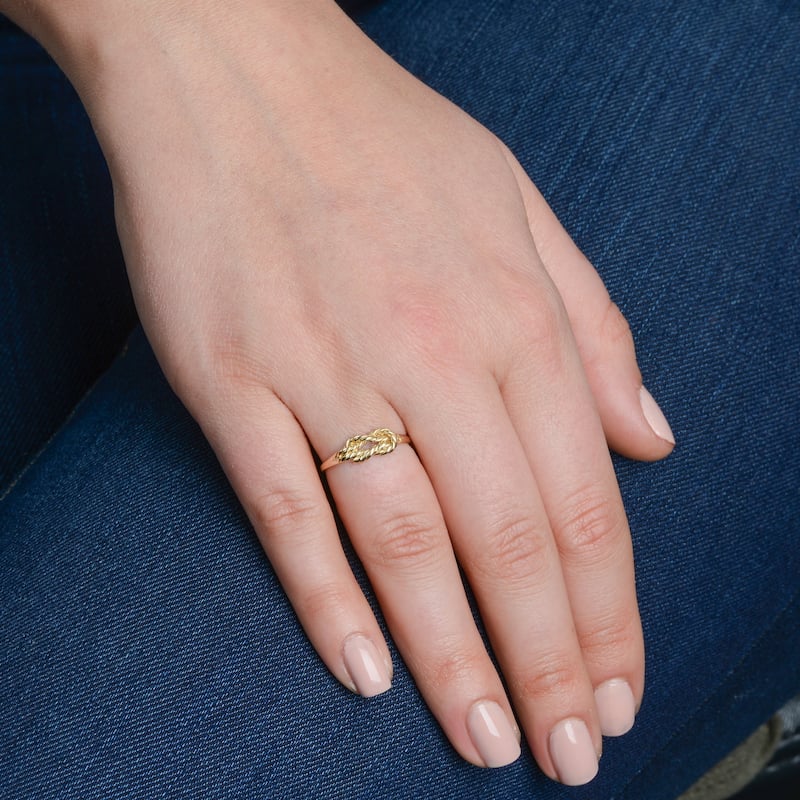 Fremada Italian 14k Yellow Gold Twisted Design Love Knot Ring
