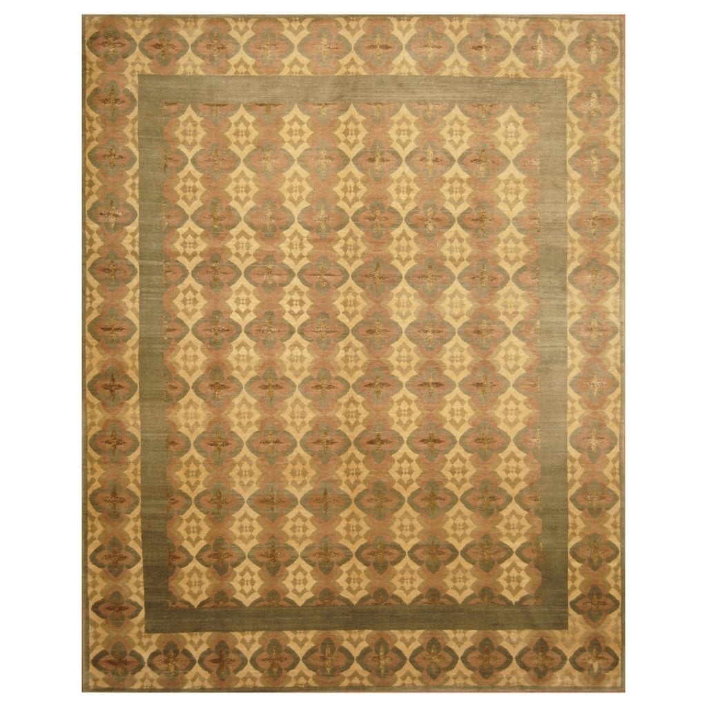 Handmade Wool and Silk Tibetan Rug (India) - 8'3 x 10'3