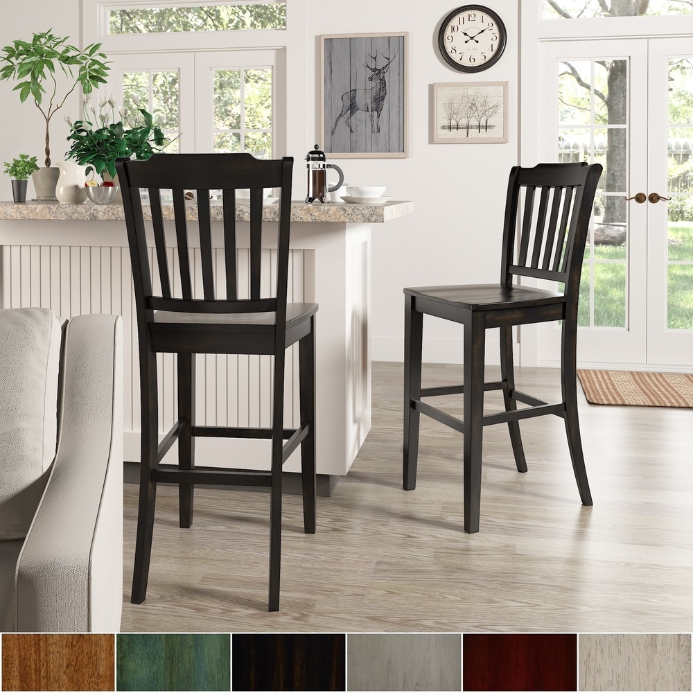 iNSPIRE Q Classic Eleanor Slat Back Bar Height Chairs (Set of 2)