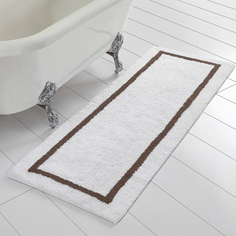 Modern Threads Reversible Contrast Stripe Bath Runner - Mocha