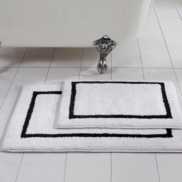 Amrapur Overseas 2-Pack Reversible Contrast Stripe Bath Mat Set