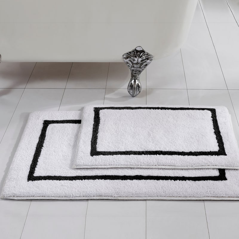 Modern Threads 2-Pack Reversible Contrast Stripe Bath Mat Set
