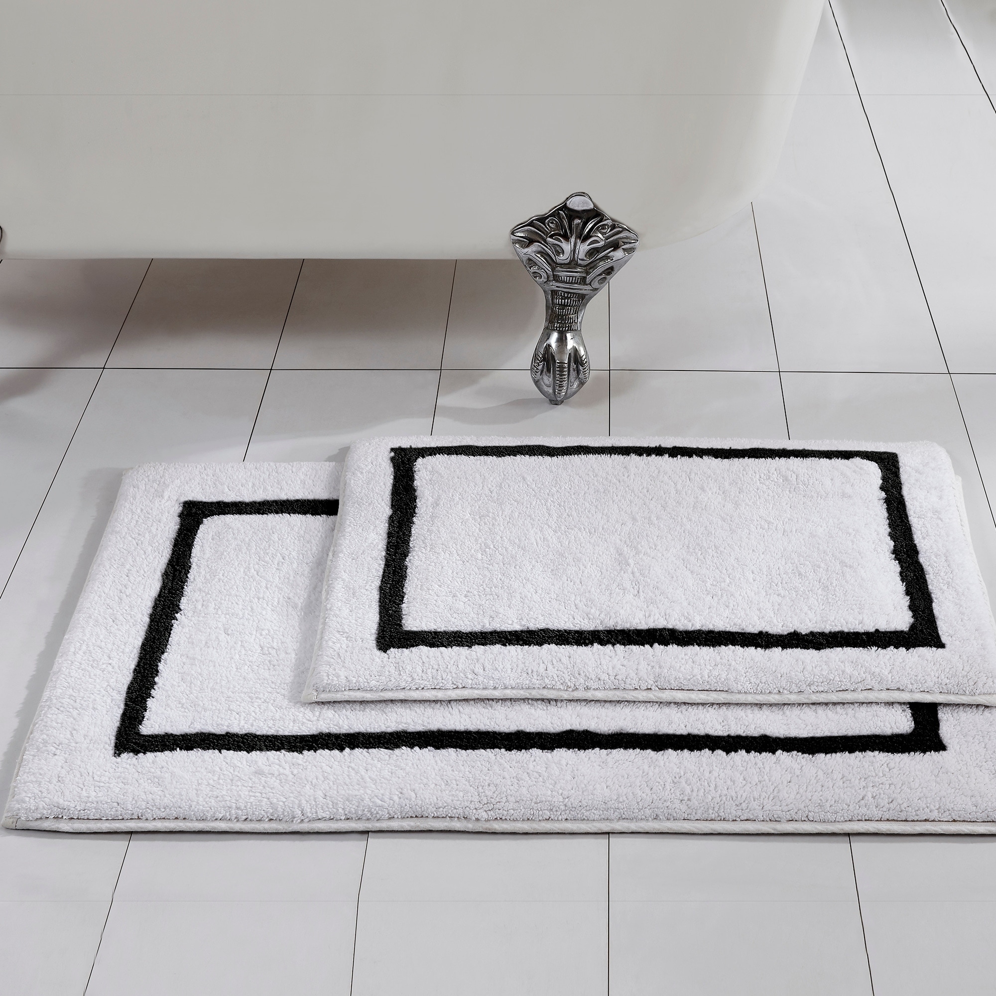 Modern Threads 2-Pack Reversible Contrast Stripe Bath Mat Set