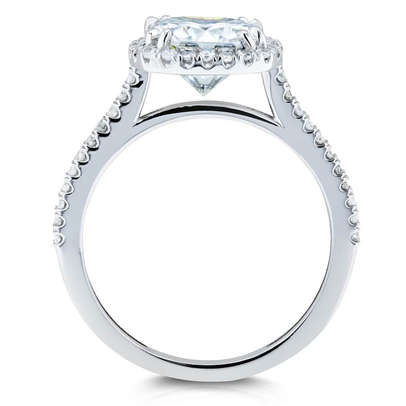 Annello by Kobelli 14k Gold 2 3/8ct TGW Forever One Moissanite and Diamond Cushion Halo Bridal Rings Set (DEF/VS, GH/I)