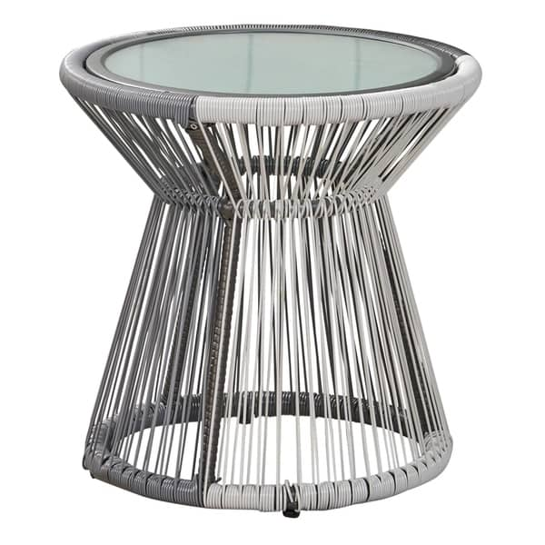 Shop Milan Outdoor Faux Rattan Side Table With Glass Top By Christopher Knight Home On Sale Overstock 21893956