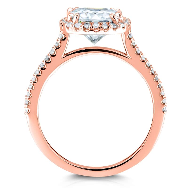 Annello by Kobelli 14k Gold 2 3/8ct TGW Moissanite/Diamond Cushion Halo Bridal Rings Set