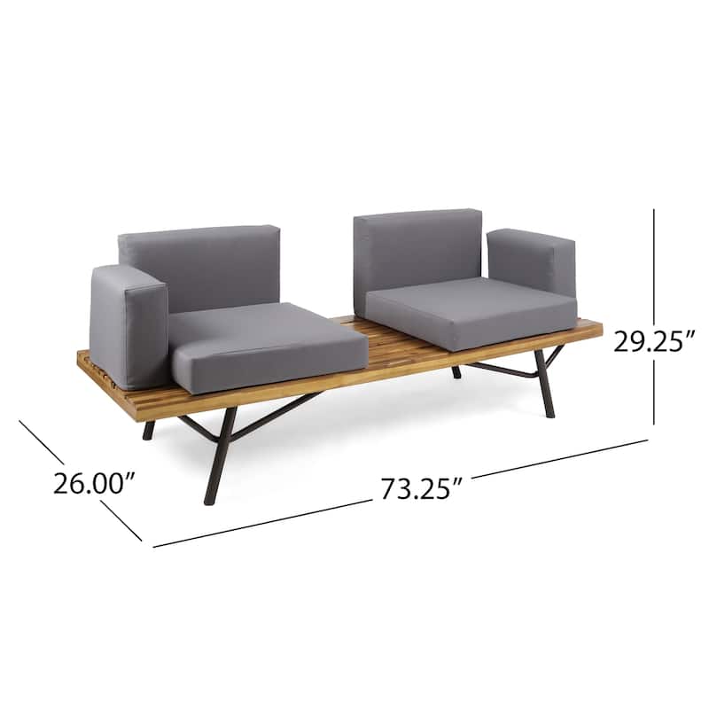 Canoga Outdoor Industrial Loveseat with Coffee Table by Christopher Knight Home