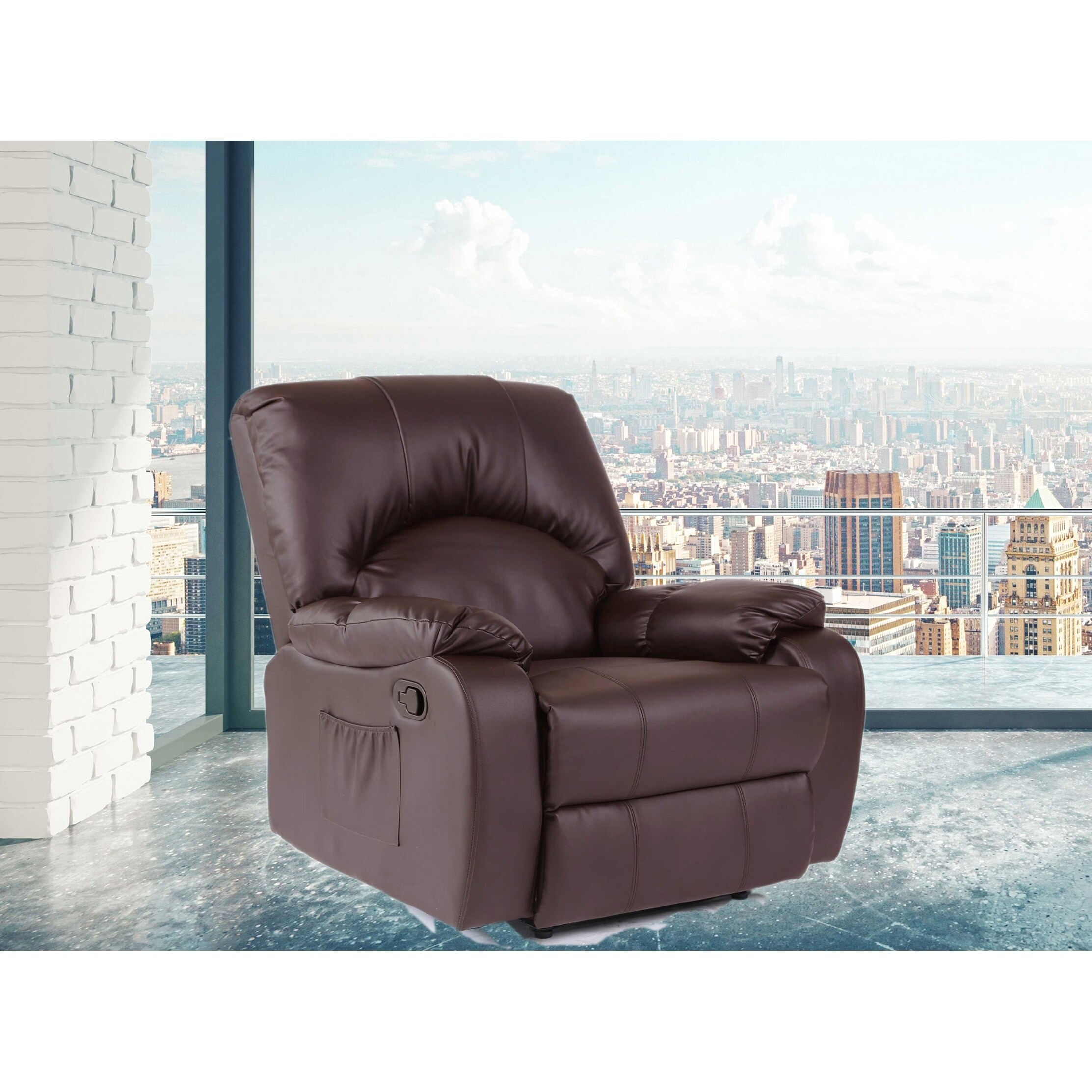 Shop Kylan Dark Brown Faux Leather 6 Points Heated Vibrating