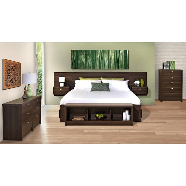 Prepac Series 9 Designer Floating King Headboard with Nightstands - On ...