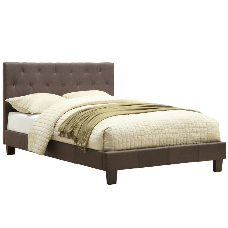 Furniture of America Perc Modern Fabric Tufted Platform Bed - Grey - California King