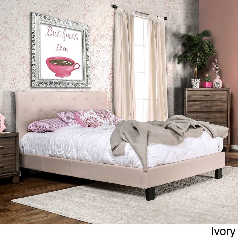 Furniture of America Perc Modern Fabric Tufted Platform Bed