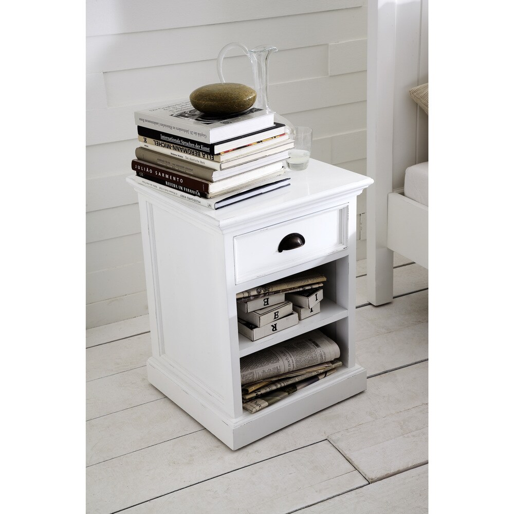 The Gray Barn  Idlewild Mahogany Bedside Table with Shelves (White)
