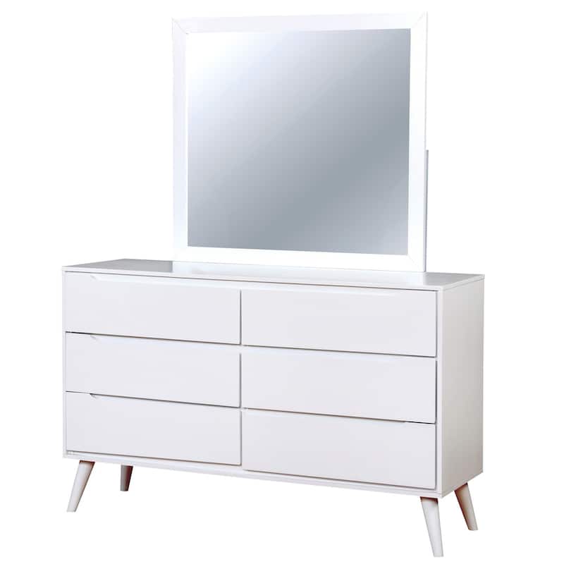 Fopp Mid-Century Modern 2-piece 6-Drawer Dresser and Mirror Set by Furniture of America