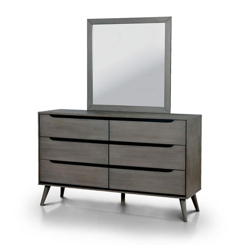 Fopp Mid-Century Modern 2-piece 6-Drawer Dresser and Mirror Set by Furniture of America