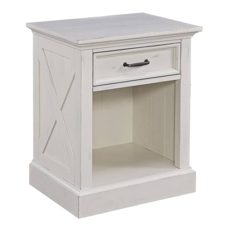 Homestyles Seaside Lodge Off-White Nightstand with Drawer, 22"W