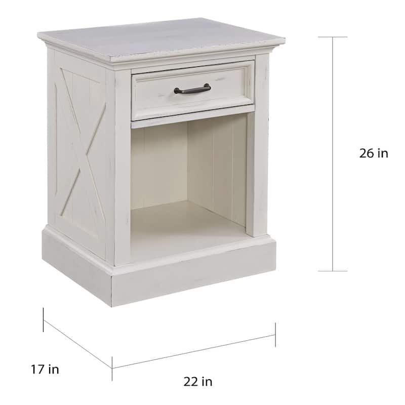 Homestyles Seaside Lodge Off-White Nightstand with Drawer, 22"W