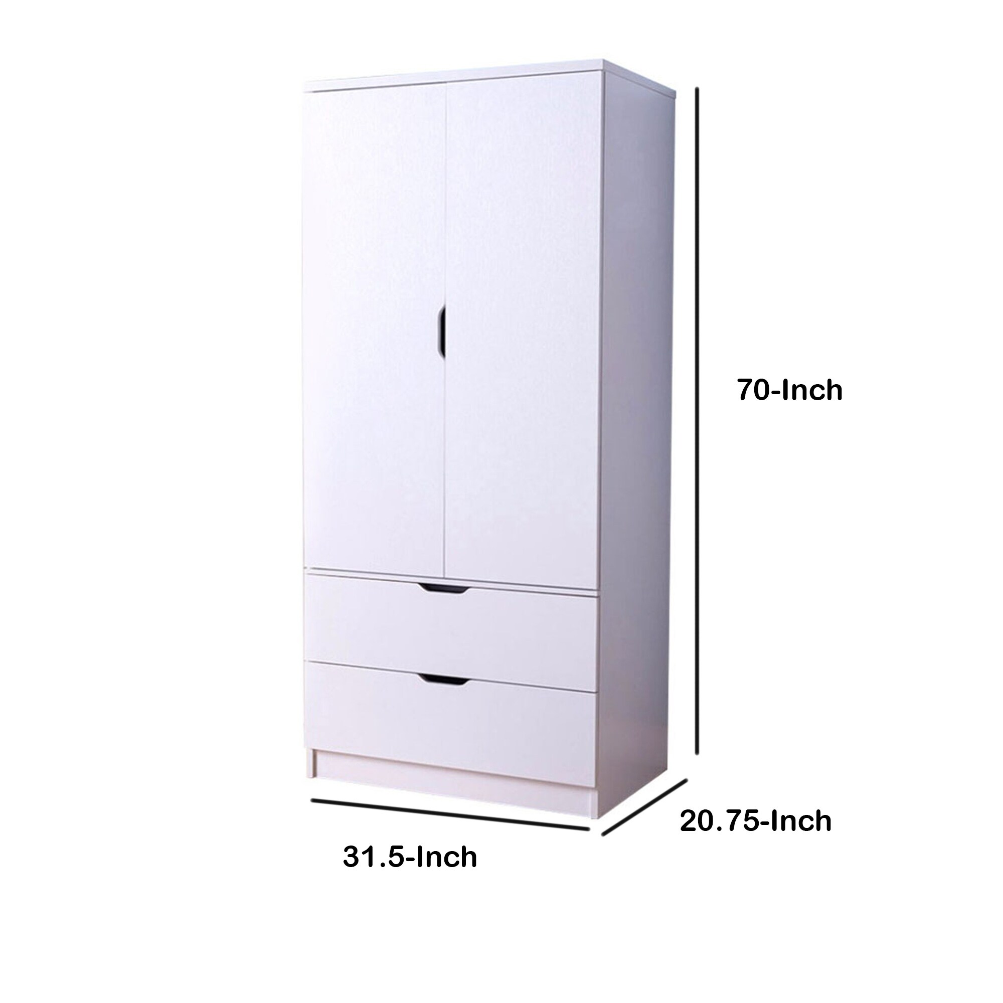 Porch Den Gramercy White Finish Two Door Wardrobe