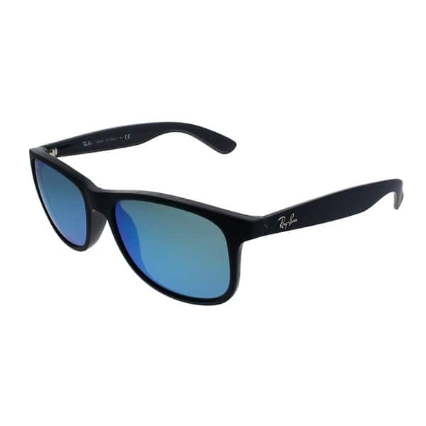 slide 1 of 3, Ray-Ban Wayfarer RB 4202 Andy 615355 Unisex Shiny Blue Frame Blue Mirror Lens Sunglasses