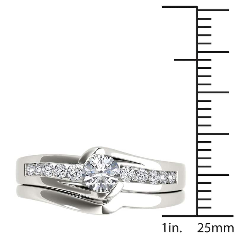 De Couer Steling Silver 1/2 ct TDW Dimaond Bypass Bridal Set