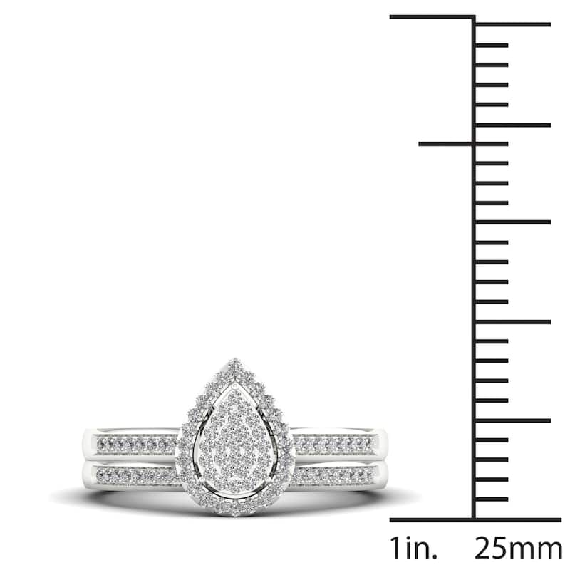 De Couer S925 Steling Silver 1/4 ct TDW Dimaond Cluster Bridal Set