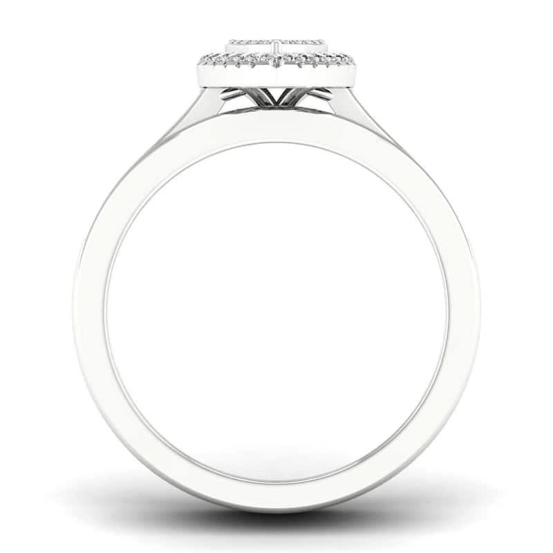 De Couer S925 Steling Silver 1/4 ct TDW Dimaond Cluster Bridal Set