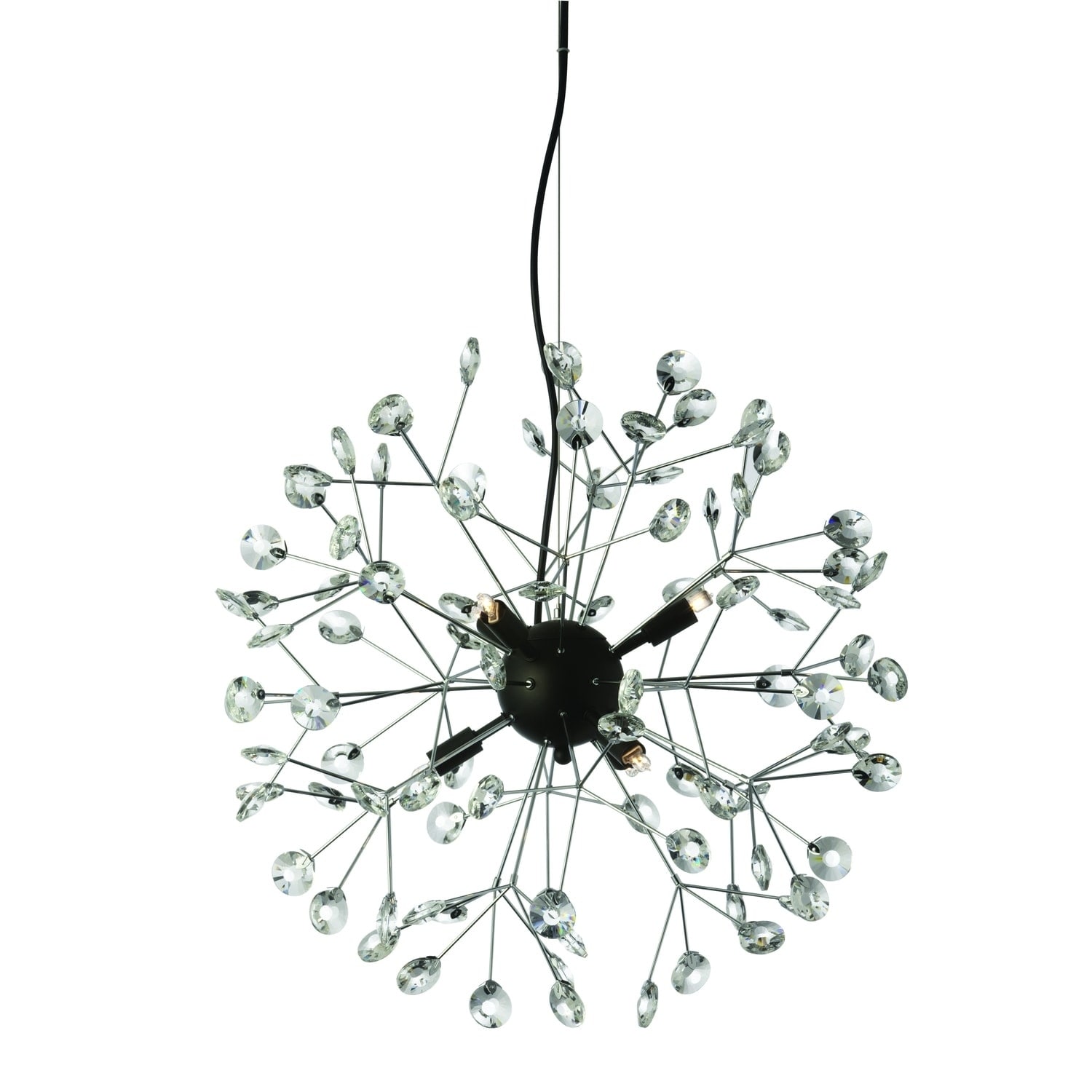 6LT Chandelier, Black & Polished Chrome Finish - Clear (60 to 100 Watts) - Chandeliers For Bedrooms by Overstock.com