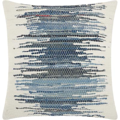 Mina Victory Woven Ombre Denim Blue Throw Pillow (20-Inch X 20-Inch)