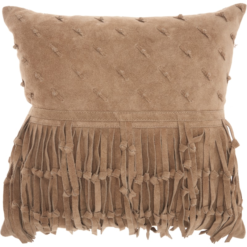 Mina Victory Couture Nat Hide Solid Throw Pillow - Beige - 18" x 18"