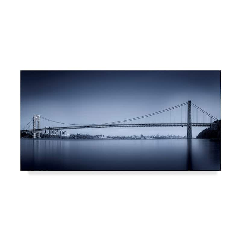 Menghuailin 'George Washington Bridge' Canvas Art - Multi-color - 10 x 19