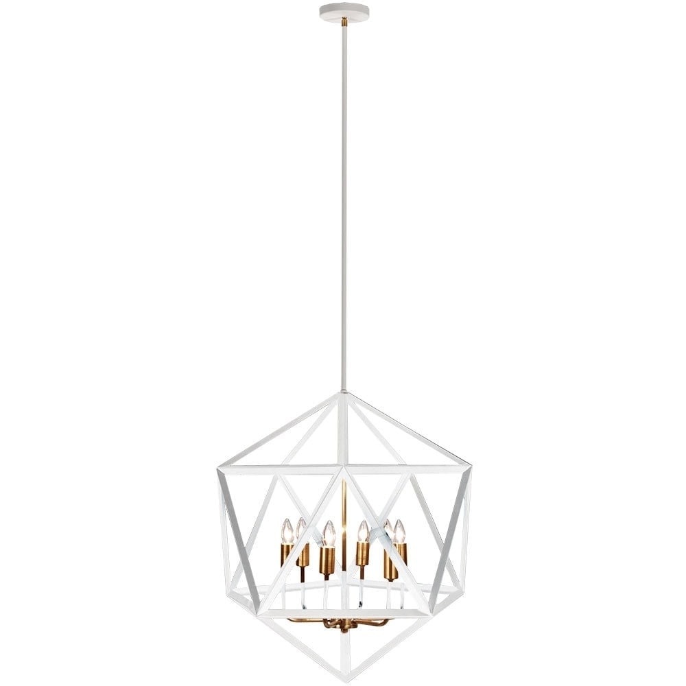 6LT Chandelier,Matte WHT/VB (60 to 100 Watts) - Chandeliers For Bedrooms by Overstock.com