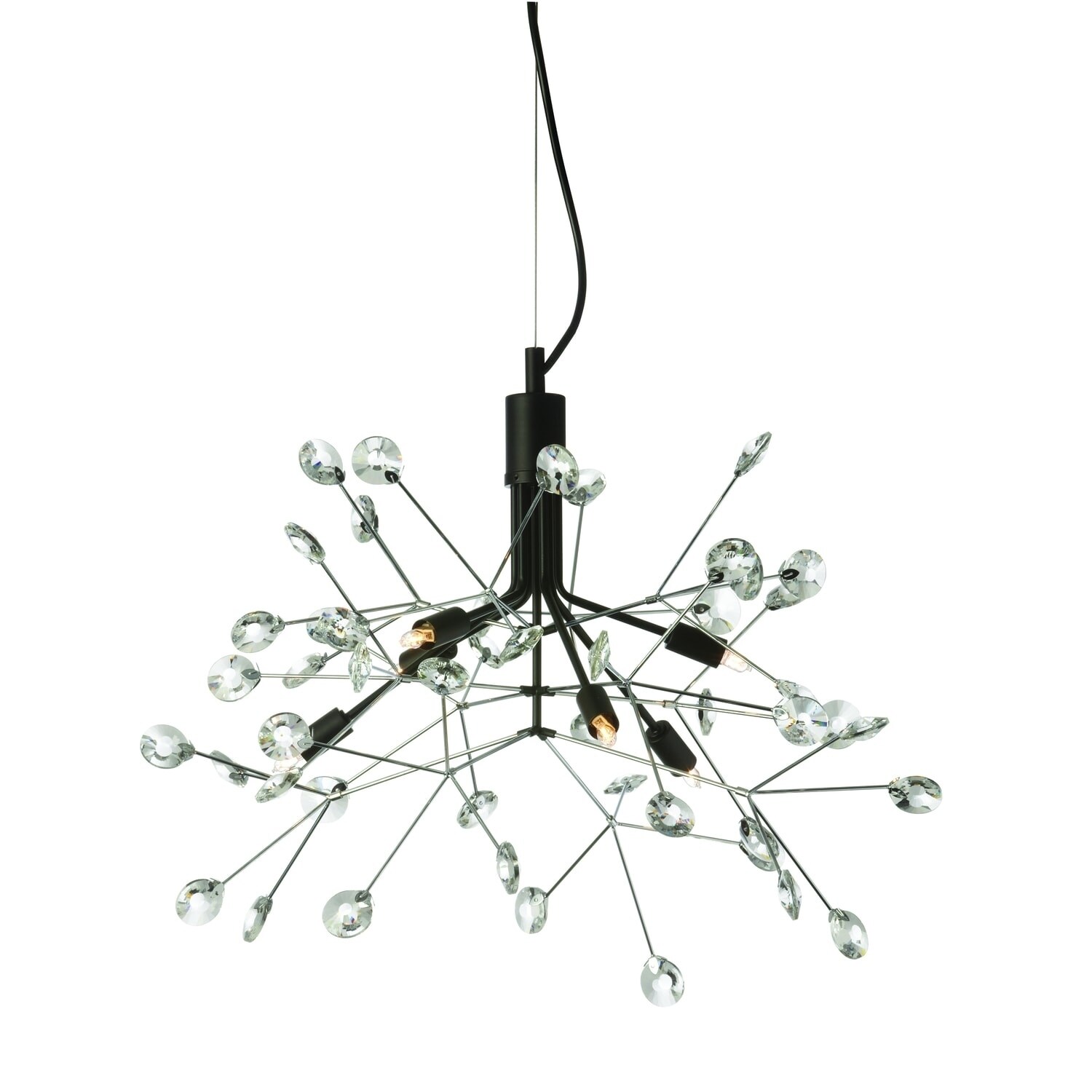 6LT Chandelier, Black & Polished Chrome Finish (60 to 100 Watts) - Chandeliers For Bedrooms by Overstock.com