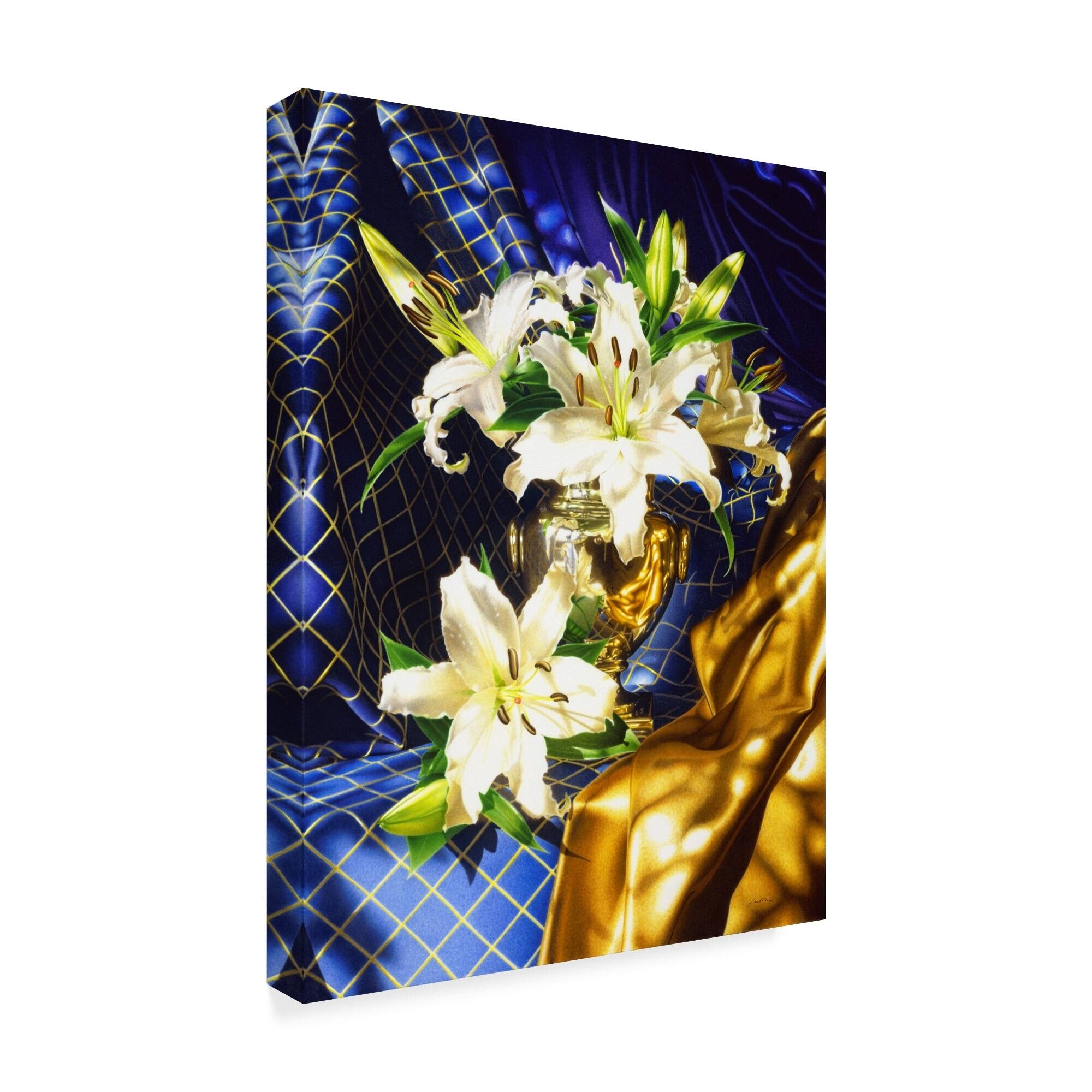 Francois Chartier 'Rose Garden White' Canvas Art Multicolor Bed