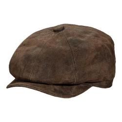 stetson leather newsboy cap