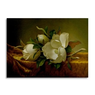 Martin Johnson Heade 'Magnolias On Gold' Floating Brushed Aluminum Art ...