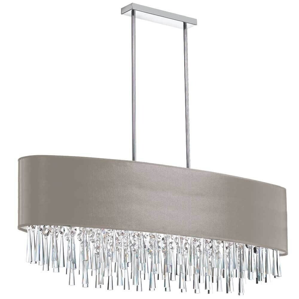 8LT Crystal Oval Chandelier w/Peb-SV Shd - Polished chrome (Less than 60 Watts) - Chandeliers For Bedrooms by Overstock.com
