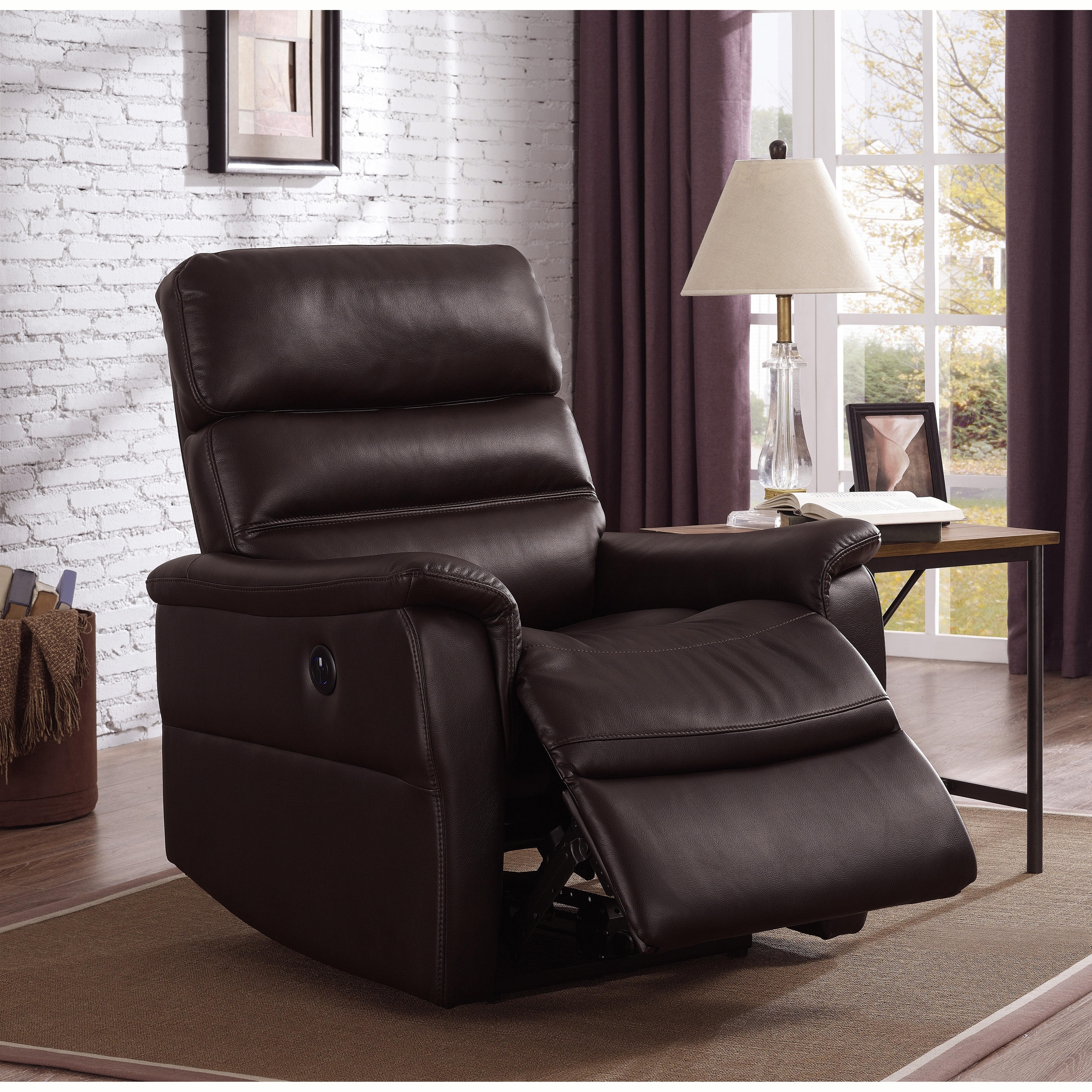 Bryant Brown Faux Leather Power Recliner Chair N A